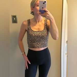 Forever 21 Leopard Print Square Neck Crop Tank Top